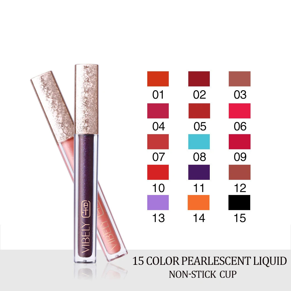 VIBELY Алмазный жемчужный блеск для губ глазурь стойкий Водостойкий тинт блестящий