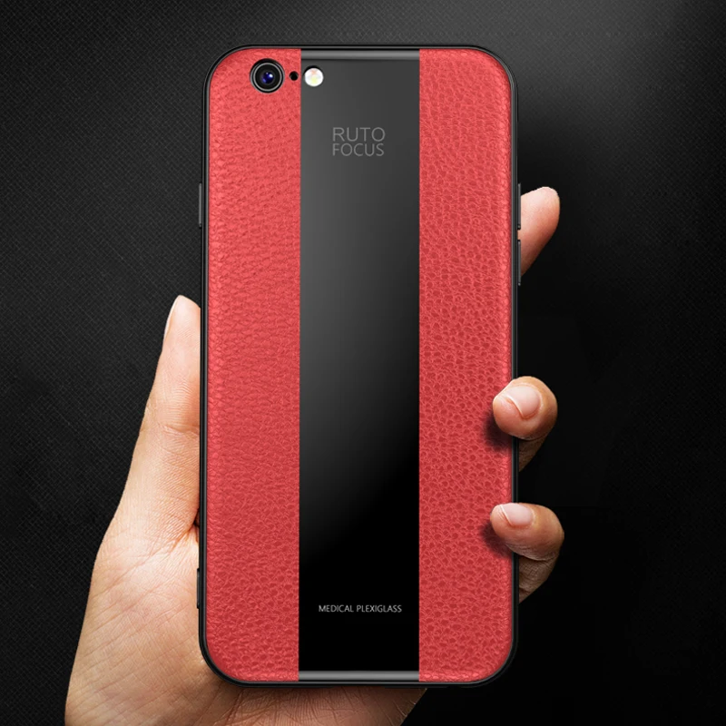 Кожаный чехол для iPhone 6 6S 7 8 Plus Vpower роскошный комбинированный из плексигласа и
