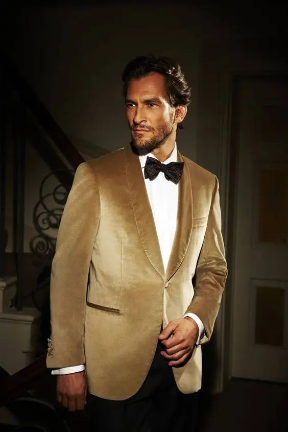 

2017 Latest Coat Pant Designs Gold Velvet Shawl Lapel Men Suit Slim Fit 2 Piece Tuxedo Formal Groom Fashion Suit Custom Vestidos