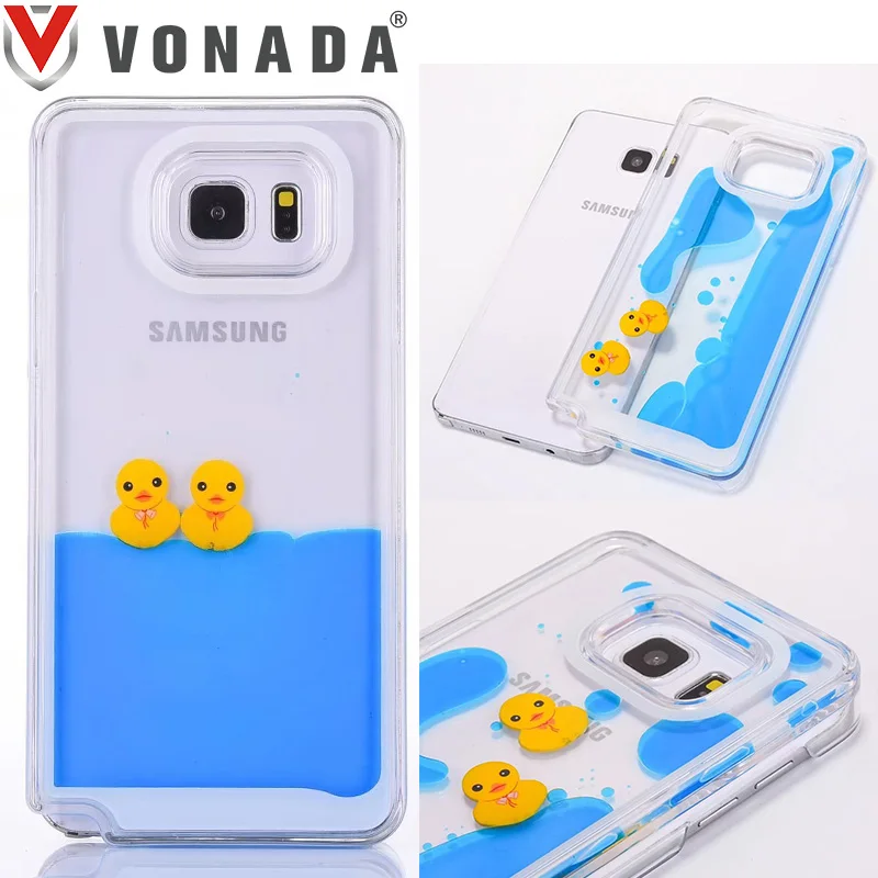 Милый чехол Vonada для Samsung Galaxy Note 5 уникальный жесткий телефона с плавающей жидкой