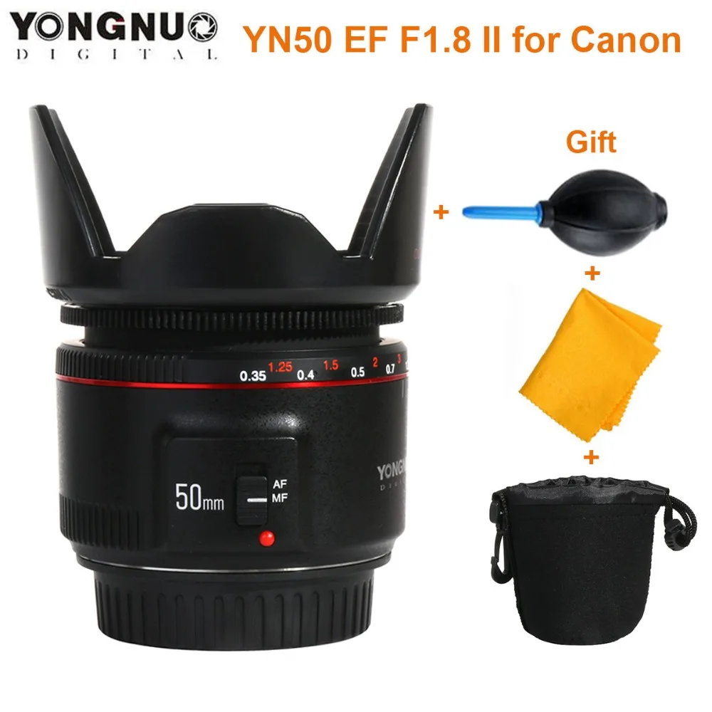 Объектив YONGNUO YN50mm F1.8 II с большой апертурой и автофокусом для Canon с эффектом боке объектив камеры для Canon EOS 70D 5D2 5D3 600D DSLR