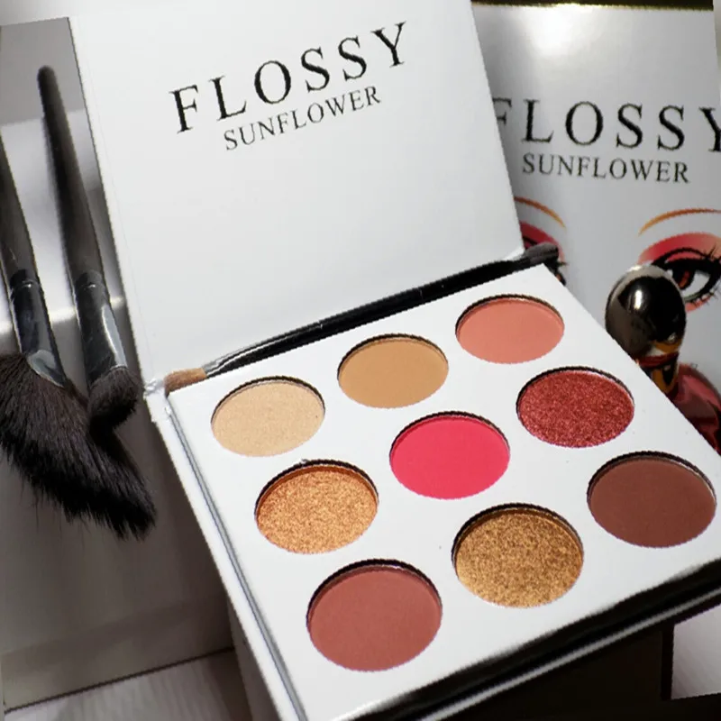 Flossy подсолнухи макияж тени для век 9 цветов мерцающие матовые Палитра