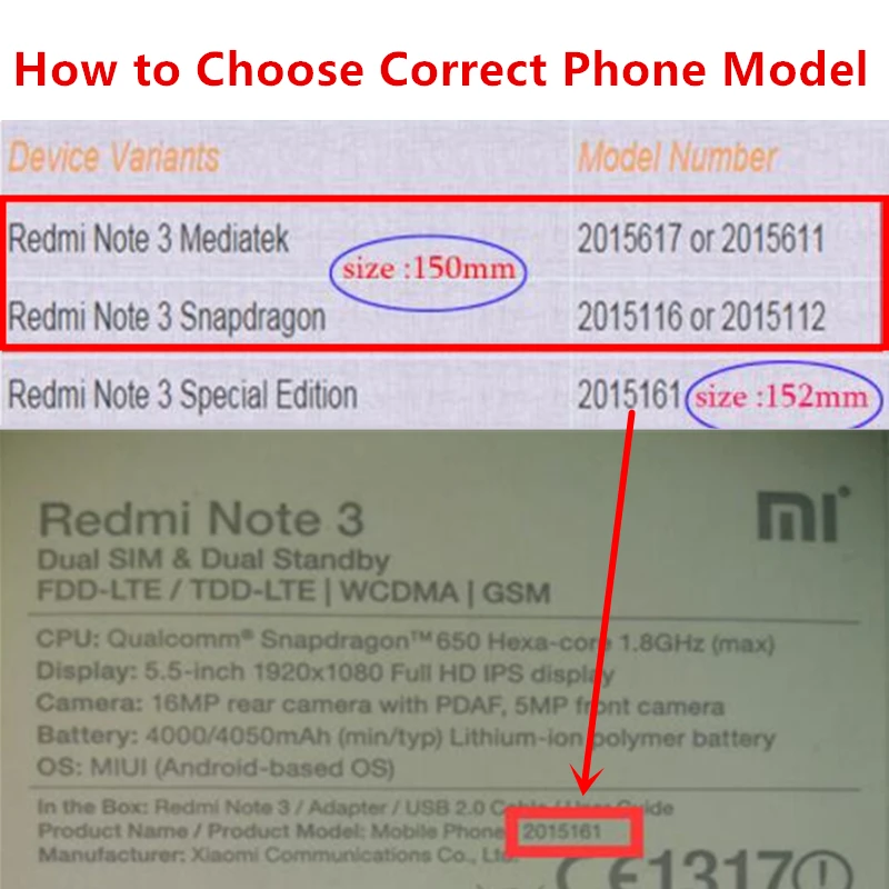Для Redmi Note 3 150 мм ЖК дисплей + рамка кодирующий преобразователь сенсорного экрана