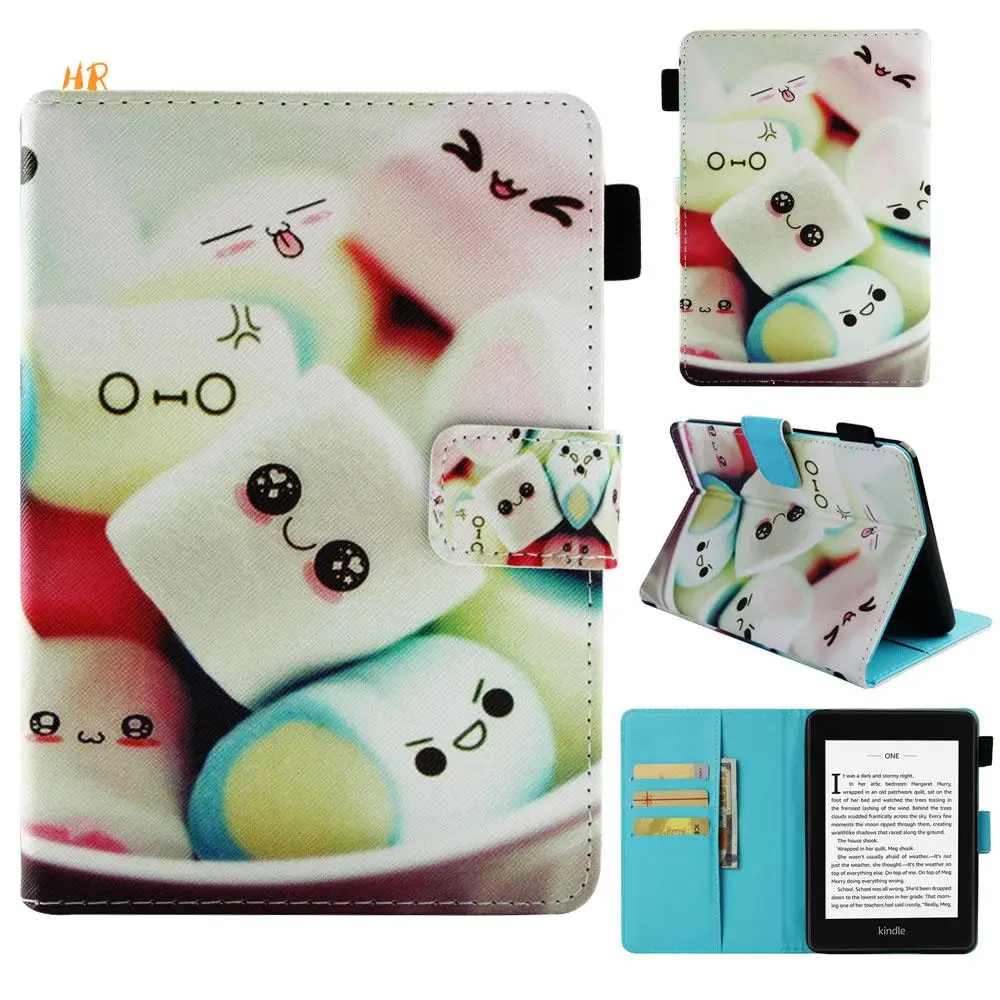 Плоский чехол с рисунком из мультфильма кожаный для нового Amazon Kindle Paperwhite 4 3 2 1