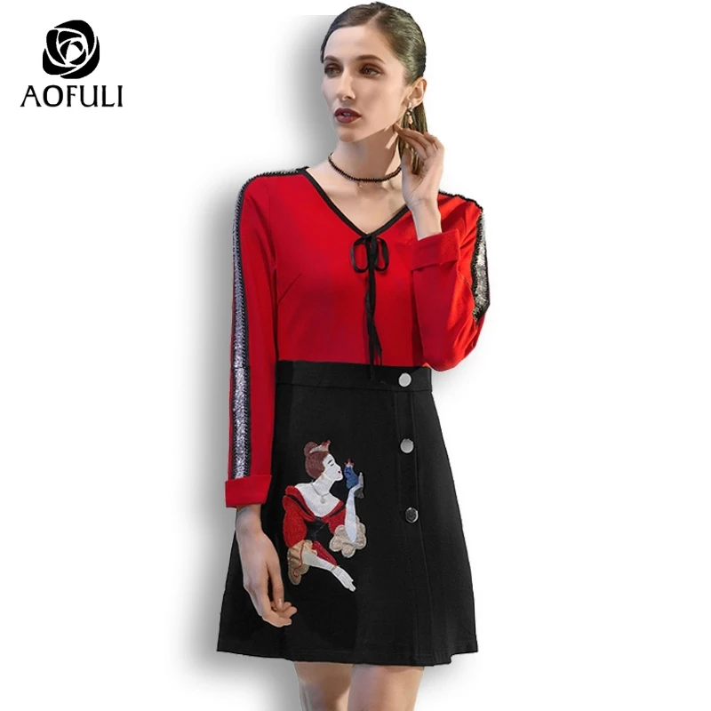 Женское платье с вышивкой в виде королевы из мультфильма S/M/5XL осенне-зимнее стиле