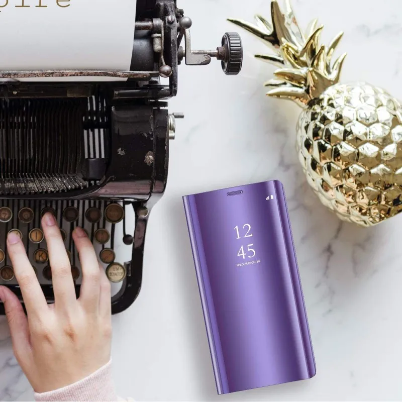 purple Умный чехол mi rror для Xiao mi Red mi Note 7 6 5 Pro, чехол из искусственной кожи с подставкой, флип-чехол для Xiao mi Red mi 6 5 6A Pro Plus mi A2 lite - Цвет: purple