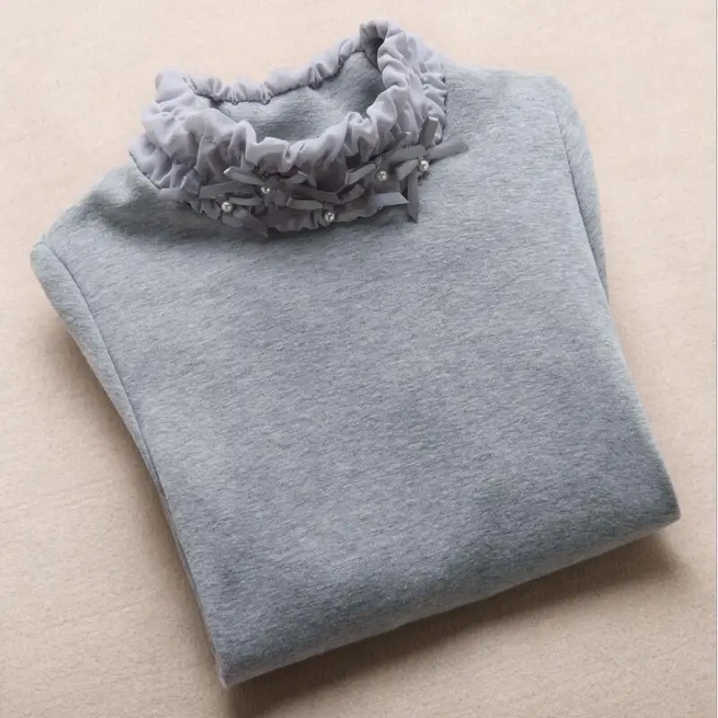 gray girls t shirt Рождественская теплая плотная Зимняя Блузка для девочек; футболка; Детские рубашки; рубашка с длинными рукавами для подростков; футболка для девочек; топы; детская одежда; JW1059B - Цвет: gray girls t shirt