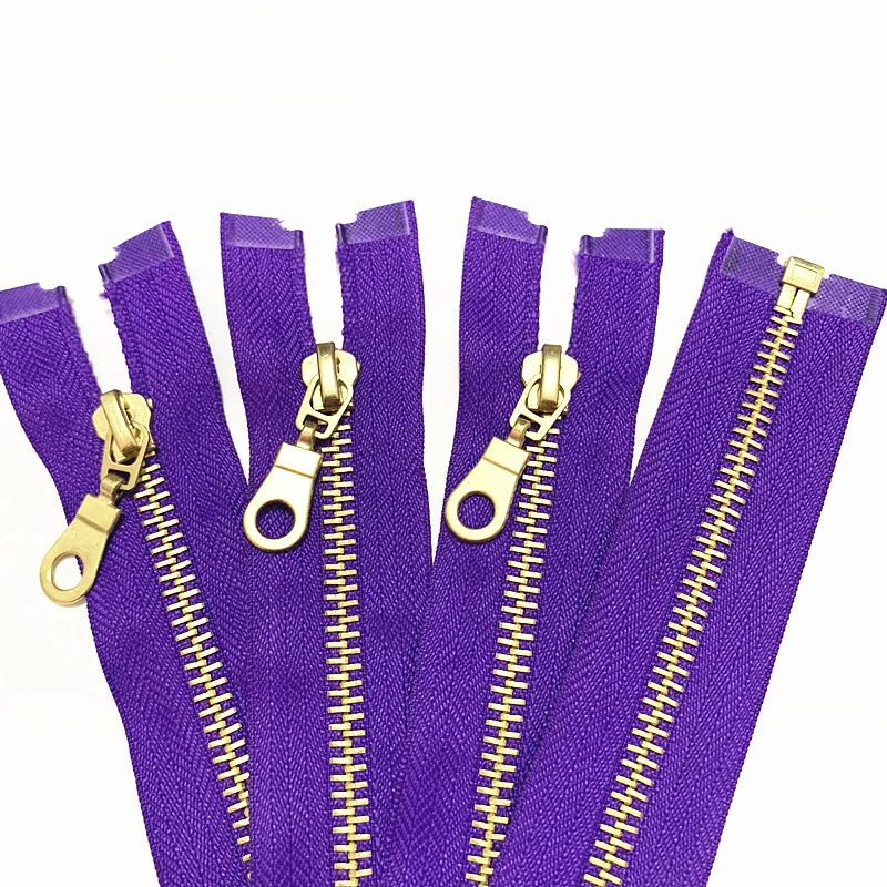 purple Набор из 5 штук 5# латунные металлические отдельные открытые задние молнии с пончиком застежки-молнии тянет 12 дюймов застежки-молнии для шитья - Цвет: purple