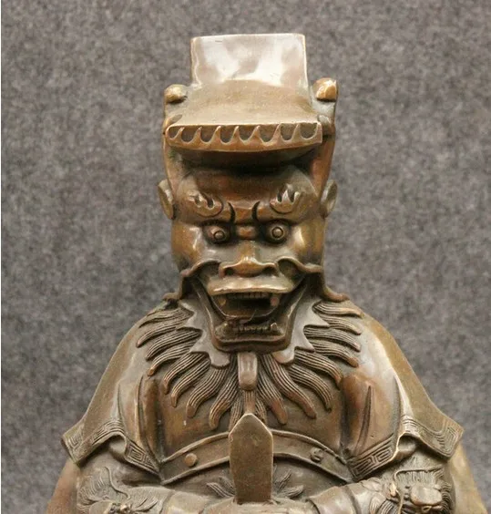 YM 318 16" Folk Chinese Bronze Copper Dragon Heaven King God Lord Sitting Chair Statue | Дом и сад
