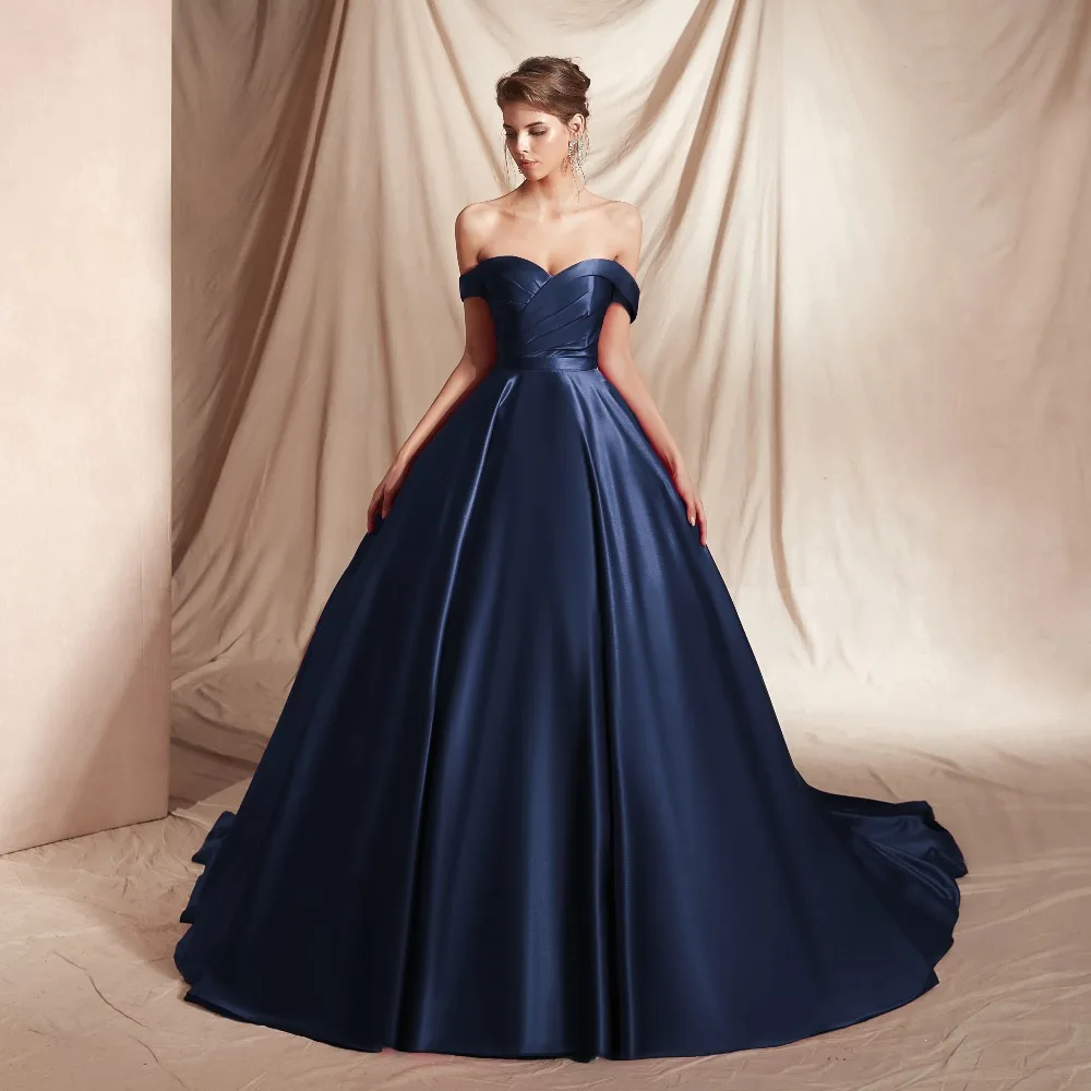 &quotNavy Blue Вечерние Платья 2019 Vestidos De Fiesta Largos Elegantes Galaabiti da cerimonia sera Prom Dresses Бальное