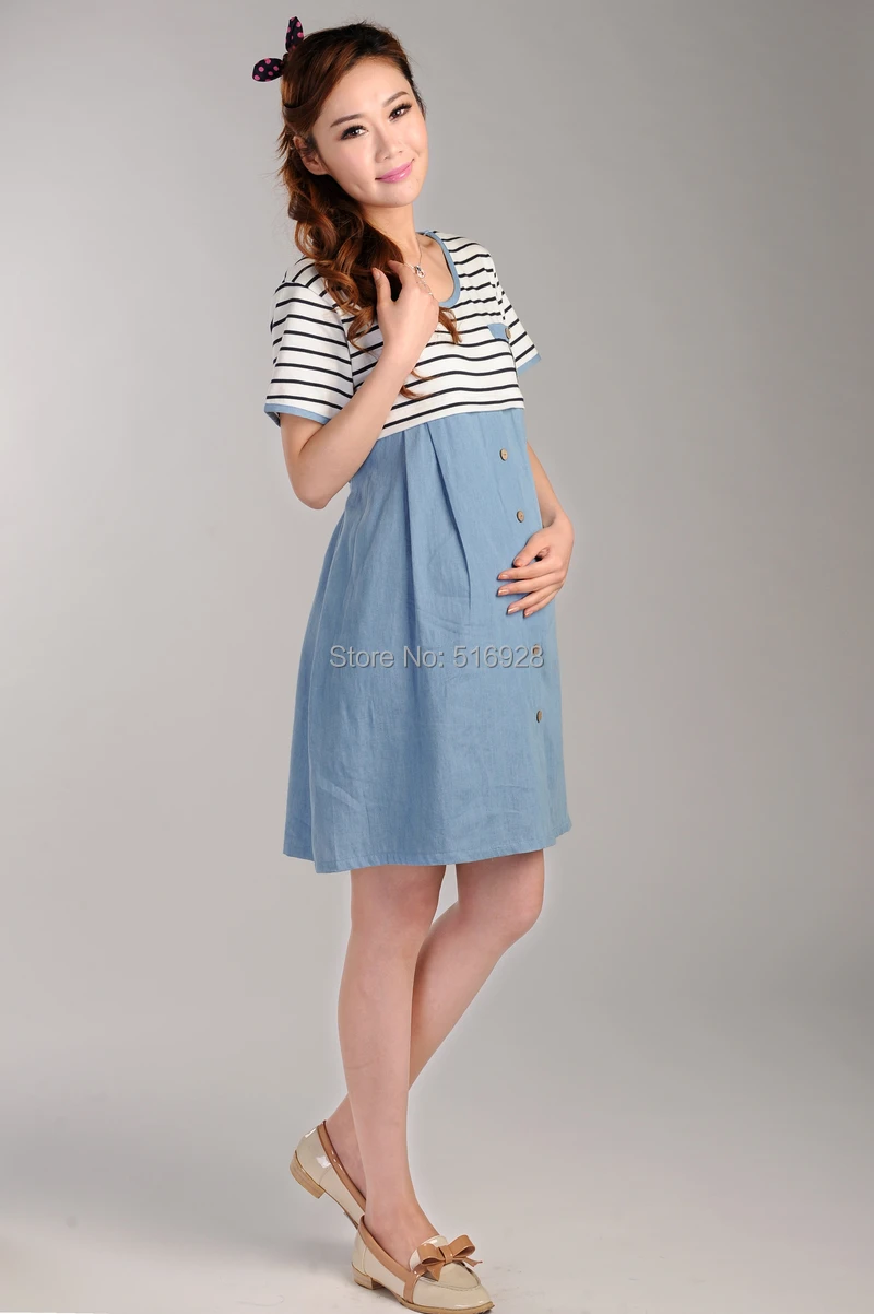 Груди платья для кормящих одежда беременных Для женщин Беременность полосатый