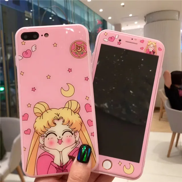 9 H 3D протектор экрана из закаленного стекла для iPhone X XS Max XR 6 6 S 7 8 Plus с рисунком Сейлор Мун стеклянный чехол для телефона