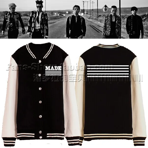 Бейсбольная куртка BIGBANG 2015 WORLD TOUR MADE GDragon T.O.P Taeyang V.I.P | Мужская одежда