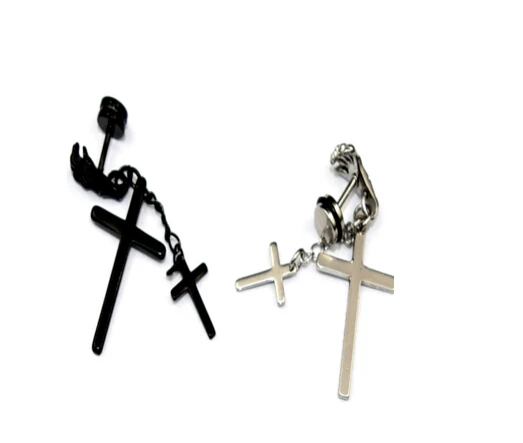 1 Piece 2018 New Stainless Steel Earring Body Piercing Jewelry Tassels Skull Sketelon Dangling Cross Stud Men Women | Украшения и