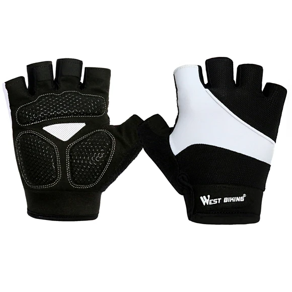WEST BIKING, бренд, MTB, без пальцев, для фитнеса, Guantes, гелевые велосипедные перчатки, Luvas Bicicleta Para Ciclismo, спортивные велосипедные перчатки - Цвет: Черный