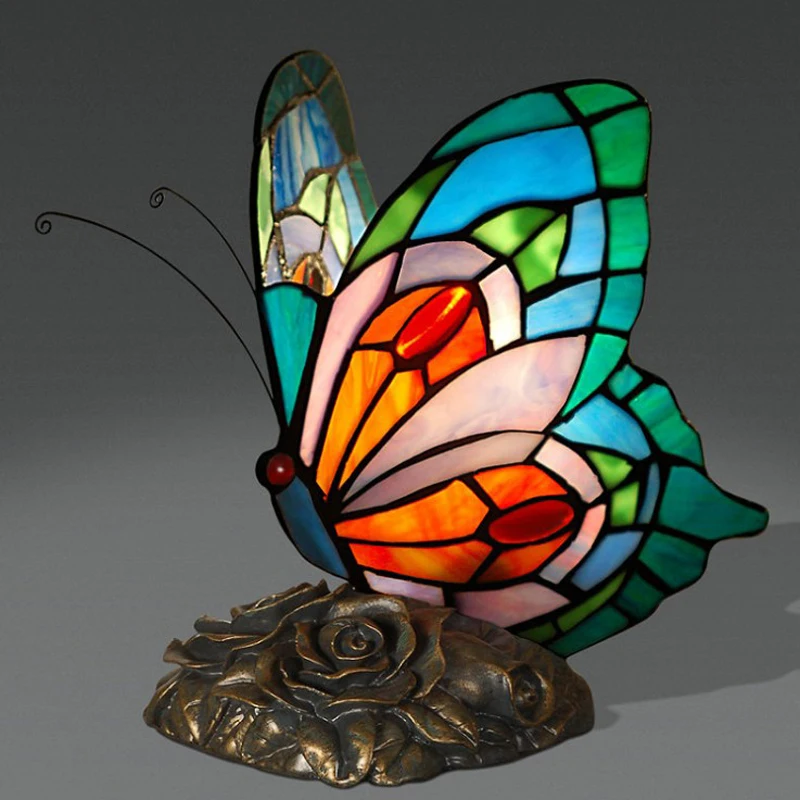 Tiffanylamp прикроватный столик с цветами современный светодиодный декоративный