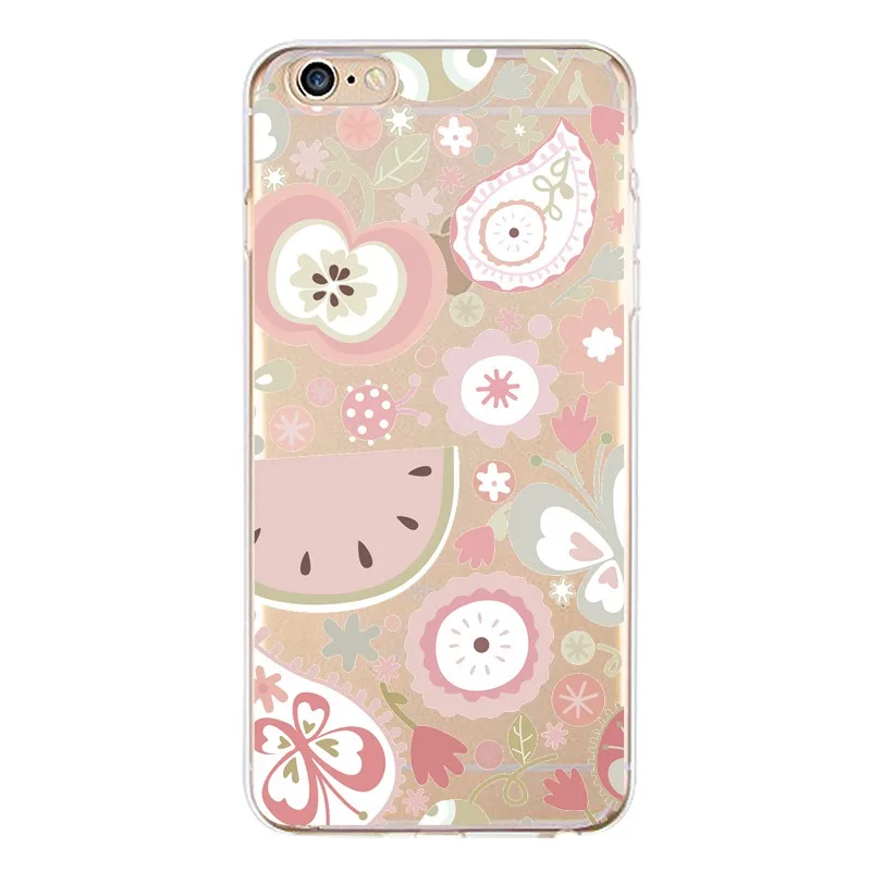 Мягкий прозрачный чехол из ТПУ с арбузом для iPhone 4/4S 5 5S 6 6plus 7 8plus x силиконовый