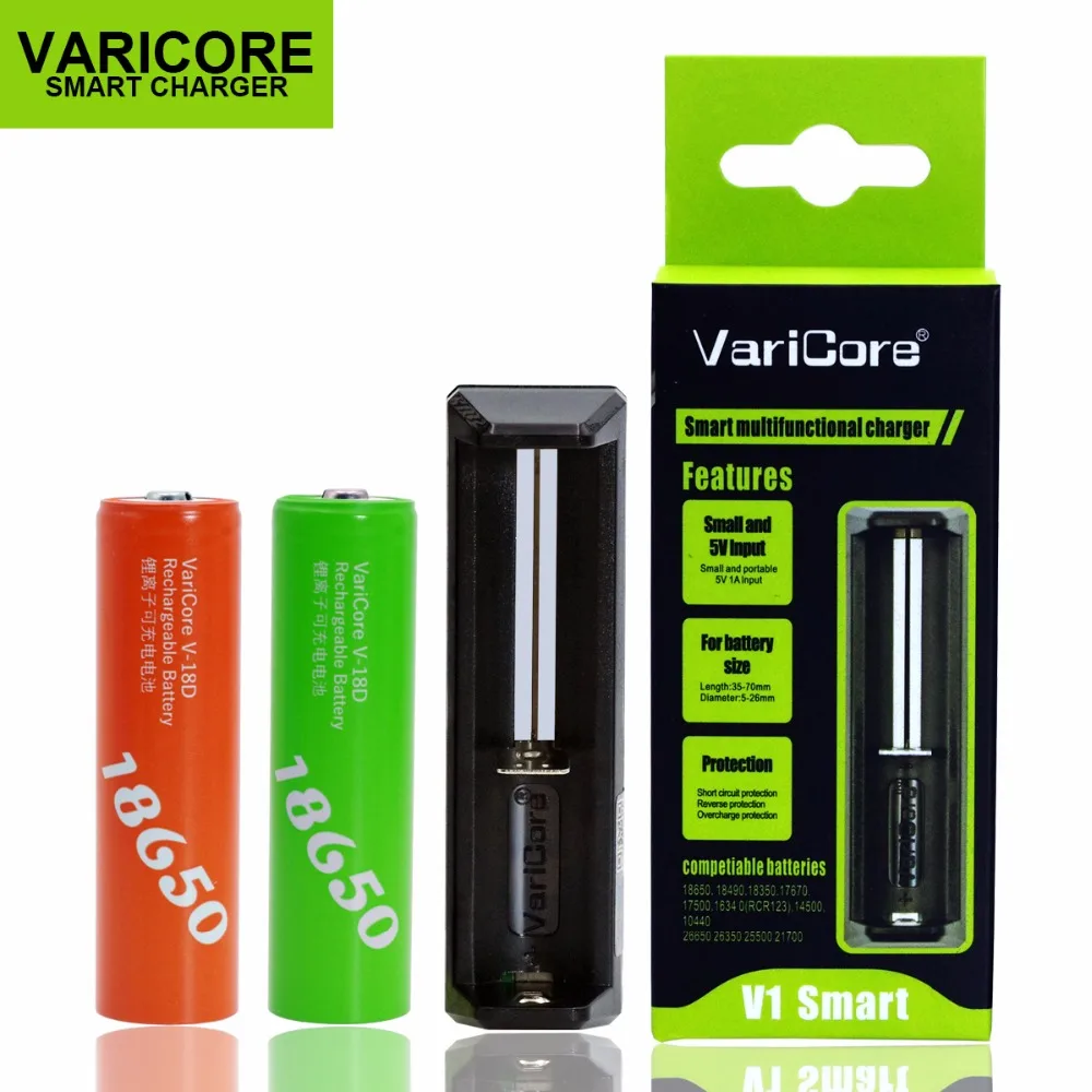 Умное зарядное устройство VariCore V1 18650 + 2 шт. литий ионных аккумуляторов 2500 мАч 3 7 в V