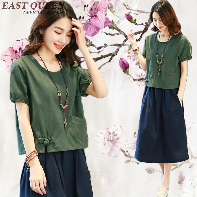 Блузка женская из 2018 хлопка и льна с круглым вырезом|shirt women|shirt women whitecotton and linen |