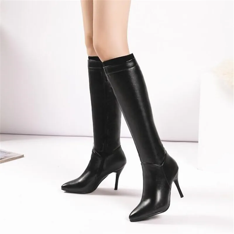 winter New style fashion Sharp head  Fine heel High-heeled Boots  thigh high boots  winter boots for girls plus size 34-45