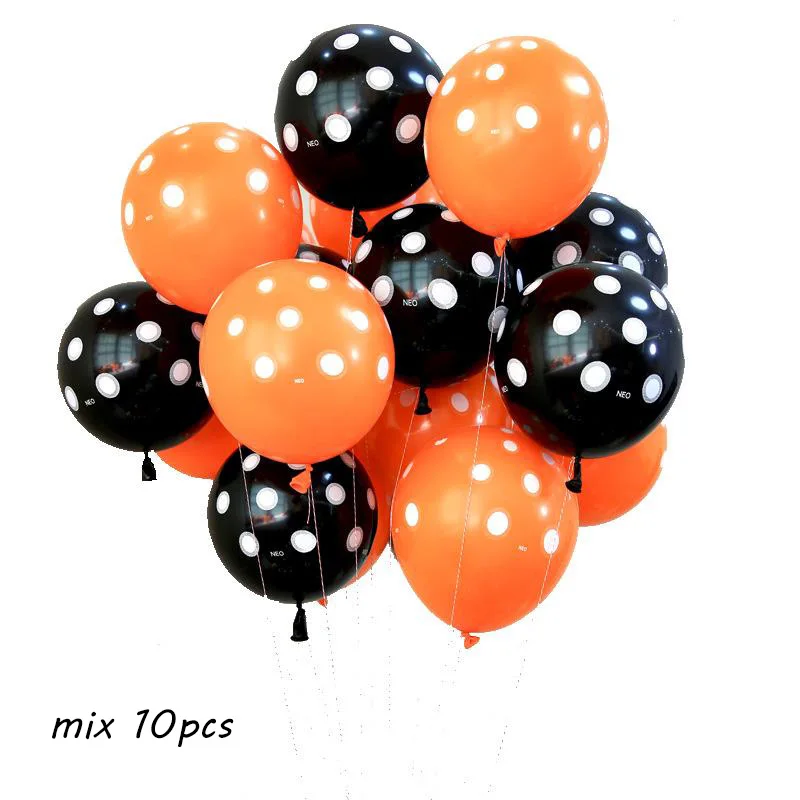 mix 10pcs Воздушный шар на Хэллоуин Декорации набор Скелет Летучая мышь с черным оранжевым латексным шаром Хэллоуин день Вечерние Декорации декорации - Цвет: mix 10pcs