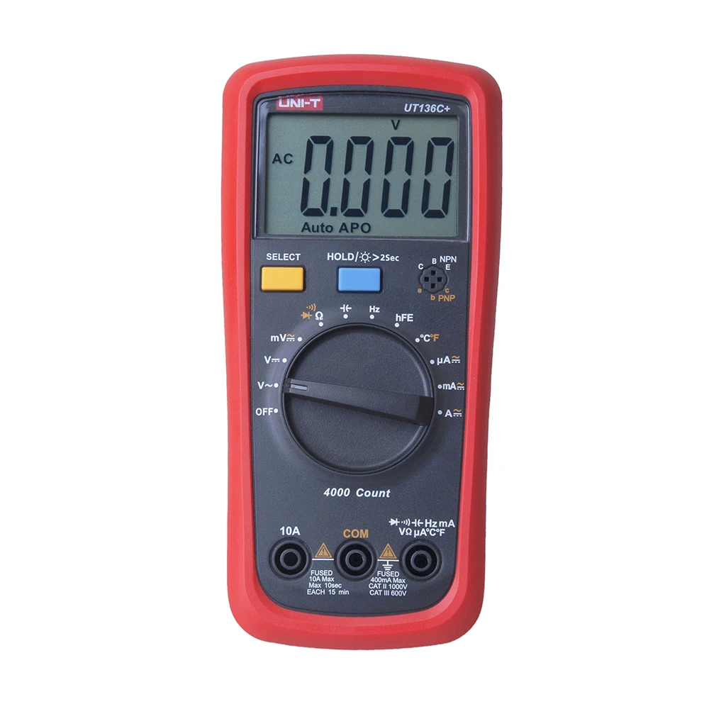 Uni-t UT136B+/UT136C+ цифровой мультиметр AC/DC напряжение тока мультиметр сопротивление, частота Авто дальномер