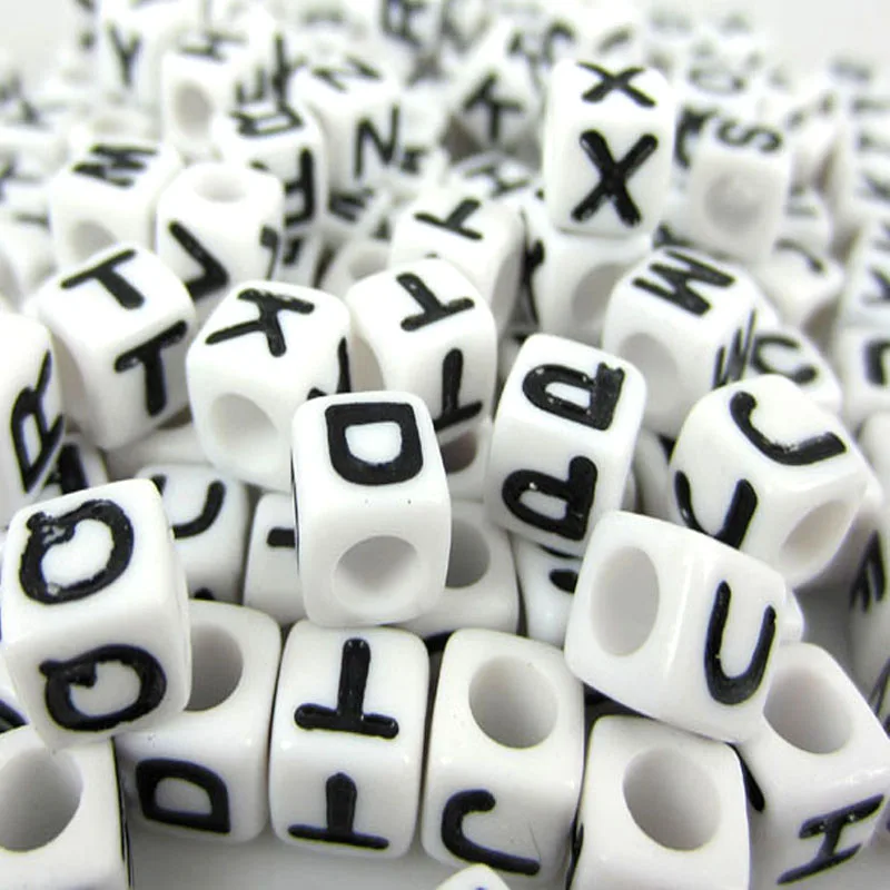 300 шт. Квадратные бусины с буквами алфавита/буквы акриловые разделители 7 мм для