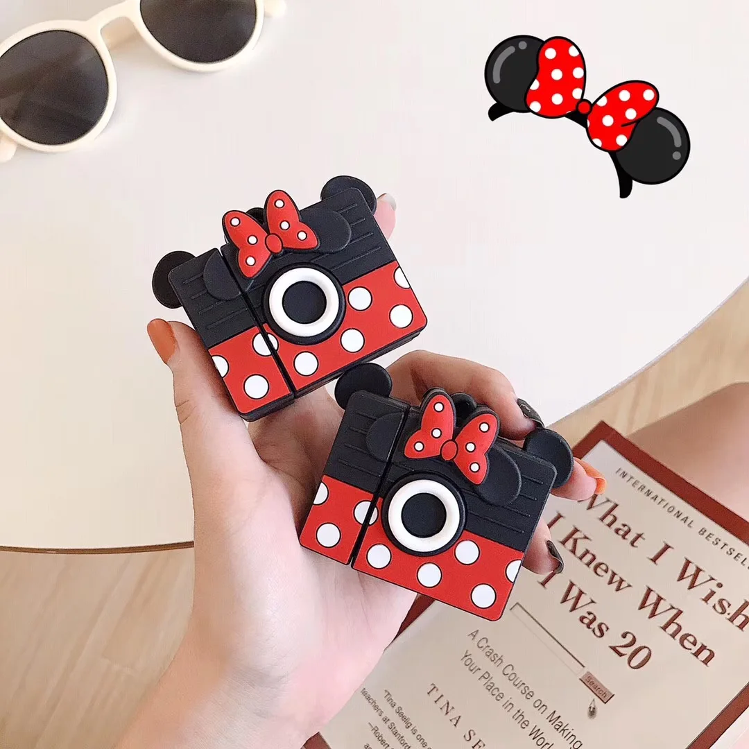 Мягкий силиконовый чехол с 3d камерой Минни для Apple Airpods милая мультяшная кукла