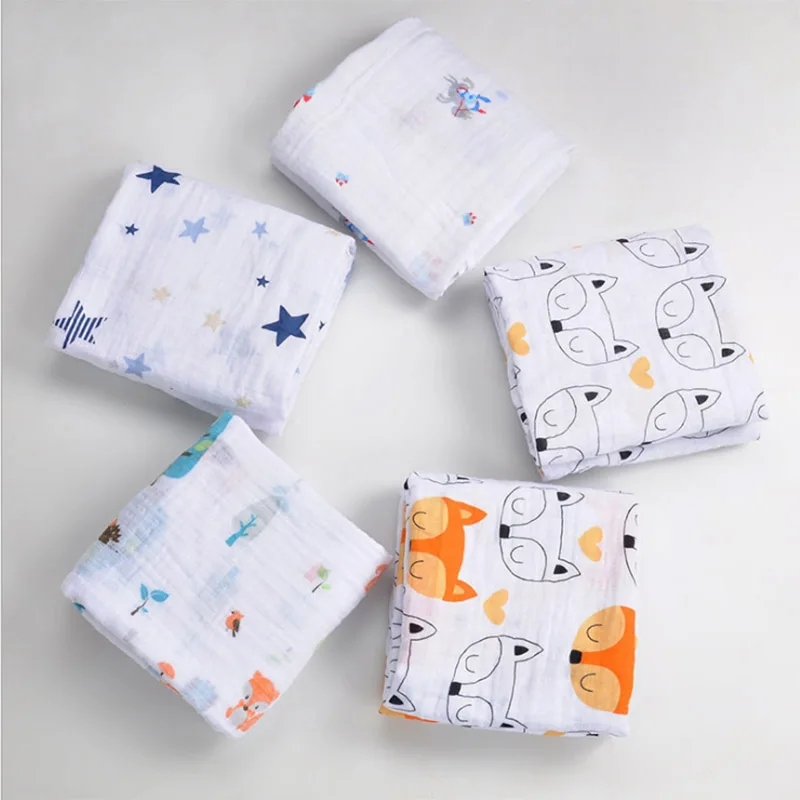 ruyi bebe 120*120cm Baby Muslin Blankets Cotton Newborn Swaddles Double Layer soft Gauze Bath Towel baby muslin wraps | Мать и ребенок