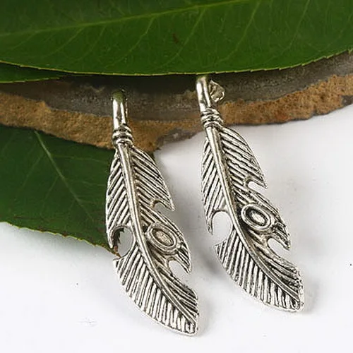 

20pcs Tibetan silver feather charms h2580