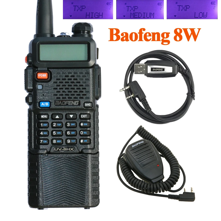 Рация BaoFeng UV 8HX Talkie UHF VHF Dual Band UV5R CB Radio 128CH VOX Flashlight Display FM Transceiver для охоты|fm transceiver|baofeng