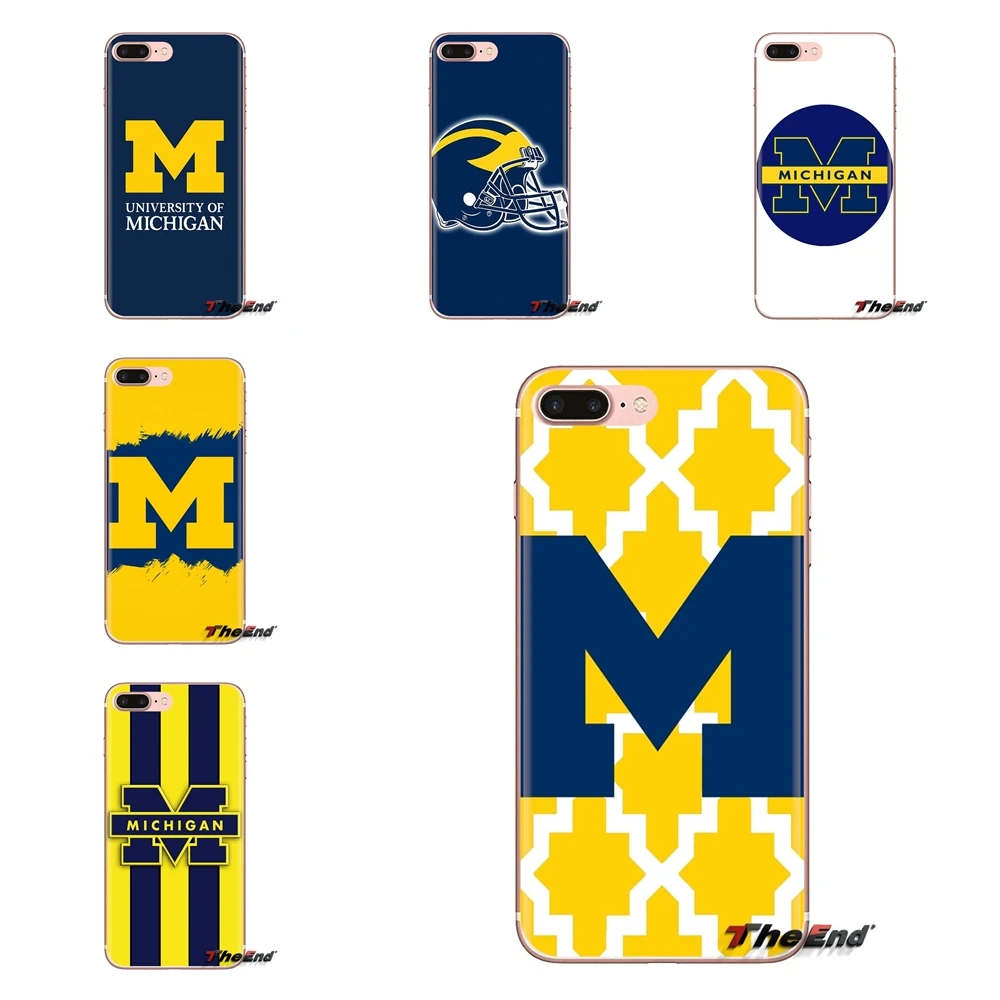 Прозрачный ТПУ чехол для Samsung Galaxy S3 S4 S5 Mini S6 S7 Edge S8 S9 S10 Plus Note 3 4 5 8 9 Michigan Wolverines ice Hockey |