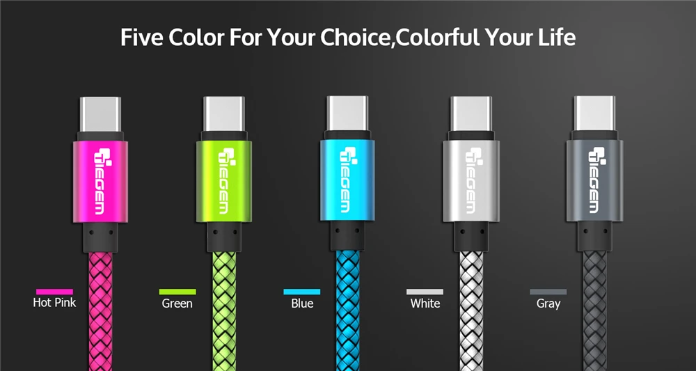 TIEGEM usb type-C кабель для samsung S10 S9 S8 Быстрая зарядка type-C кабель для зарядки мобильного телефона USB C кабель для Xiaomi mi9 Redmi
