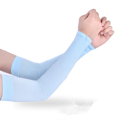 SkyBlue without hole Дышащая быстросохнущая Защита от ультрафиолетовых лучей бегущий ледяной охлаждающий руку рукава баскетбольная налокотник для занятий спортом на открытом воздухе велосипедные нарукавники - Цвет: SkyBlue without hole