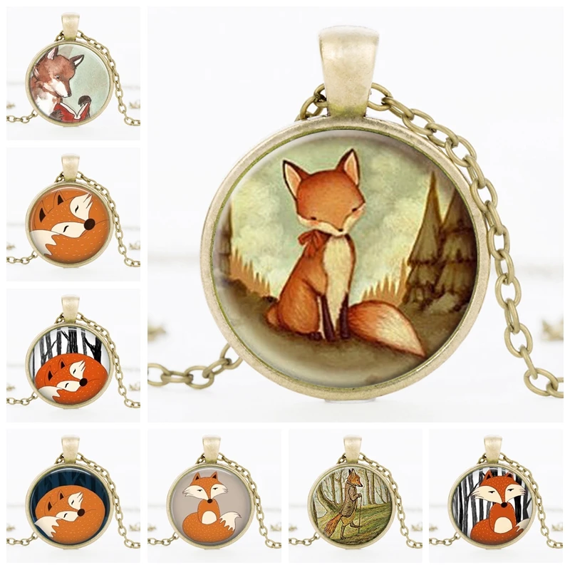 SUTEYI новейшее эффектное ожерелье с лисой существо акварель Лесной кабошон кулон