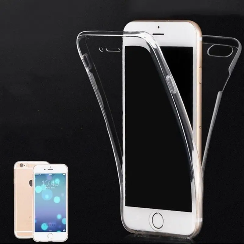 Для iPhone 8 7 6 6S Plus X SE 5S 360 чехол Чехол для всего тела мягкий прозрачный силиконовый