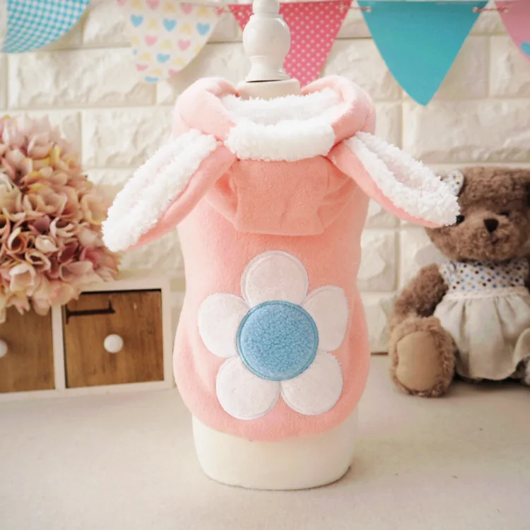 Милая Собака щенок кролик костюм одежда зима руно малый собак pet cat хлопка ватник