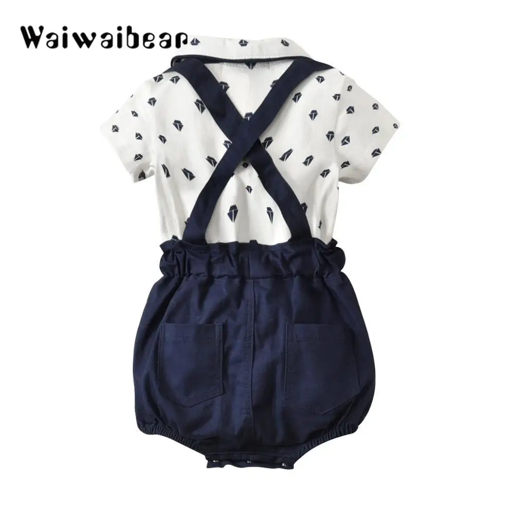 Baby Boys Gentleman Clothes Sets Summer Suits For Toddler Kid Formal Party Bow Bodysuit Set Infant Boy Clothing |