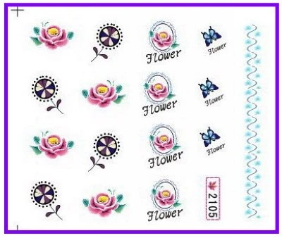 6 упак./лот блестящая водная наклейка для дизайна ногтей наклейки цветочные