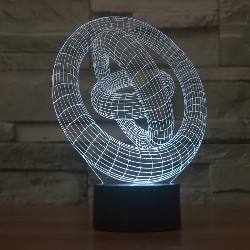3D Оптическая иллюзия кольцо в Светодиодные ночные лампы Красочные светодиоды