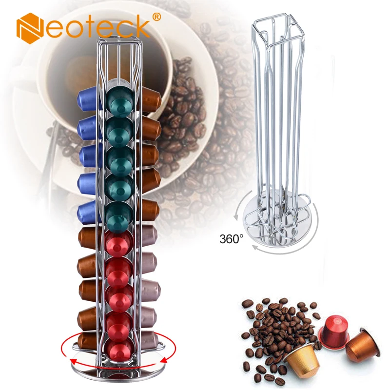 Держатель для кофейных капсул Neoteck 40 Pods, вращающийся держатель для кофейных капсул, подставка для дозирования, подходит для хранения капсул Nespresso, держатель для кофе