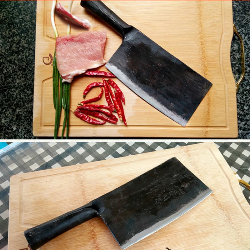 

1Pcs Pure Handmade integrally formed manganese steel kitchen knife slicing knife handle bone knife