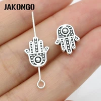 20pcs hamsa fatima hand spacer beads antique silver plated loose beads for jewelry making bracelet diy handmade craft