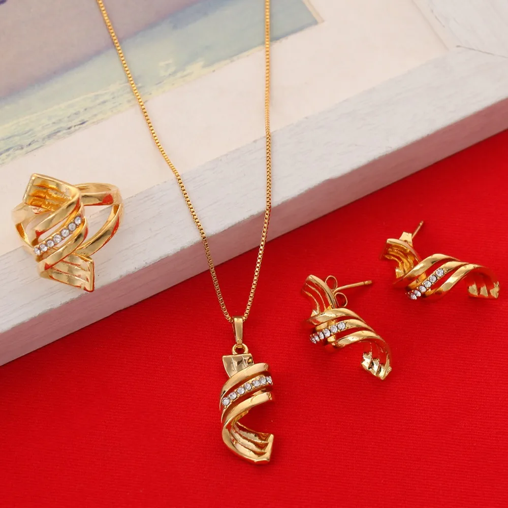 Комплект из колье серёг и кольца с подвеской | Украшения аксессуары