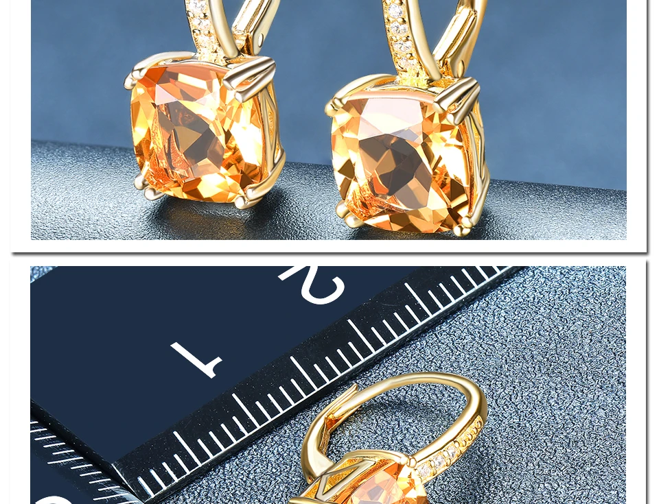 Hutang 3.94ct желтый цитриновые серьги 925 пробы серебро 12 натуральный драгоценный камень Изысканные Ювелирные изделия из кристаллов для Для женщин на Рождество