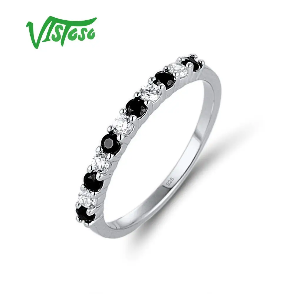 VISTOSO Серебряное кольцо для Для женщин помолвки свадьбы годовщины ослепительно
