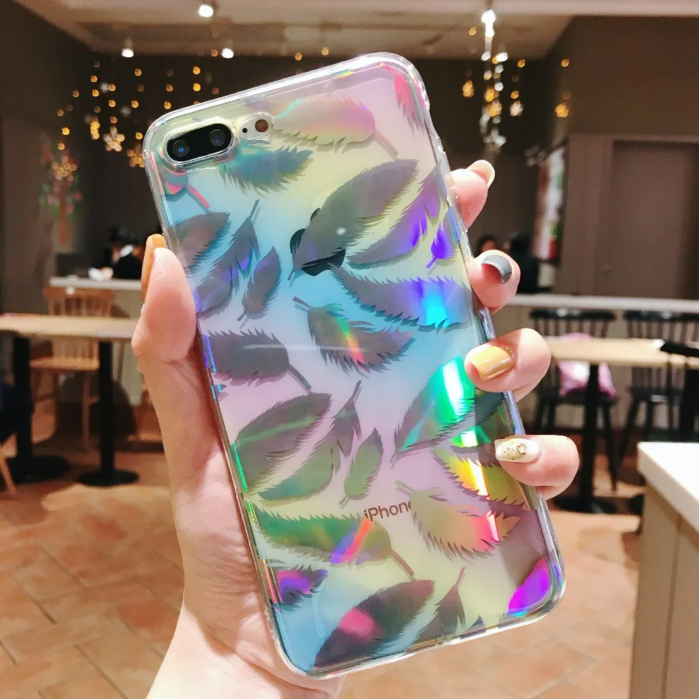 Блестящий цветной чехол для iPhone 6 7 8 6s Plus X XR XS Max из прозрачного ТПУ |