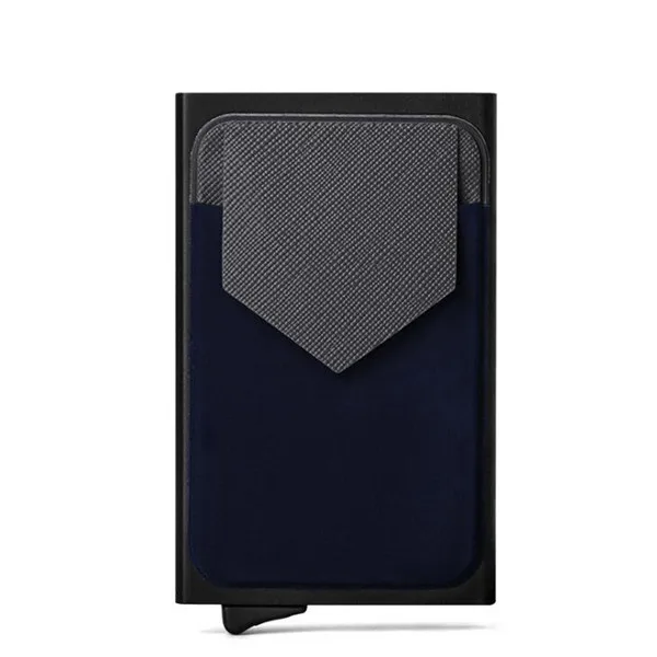 BYCOBECY RFID бизнес Анти-кражи ID держатель кредитной карты сложенный карточка для рисования пакет сплошной цвет карты металла карты бумажник - Цвет: Black EK18328