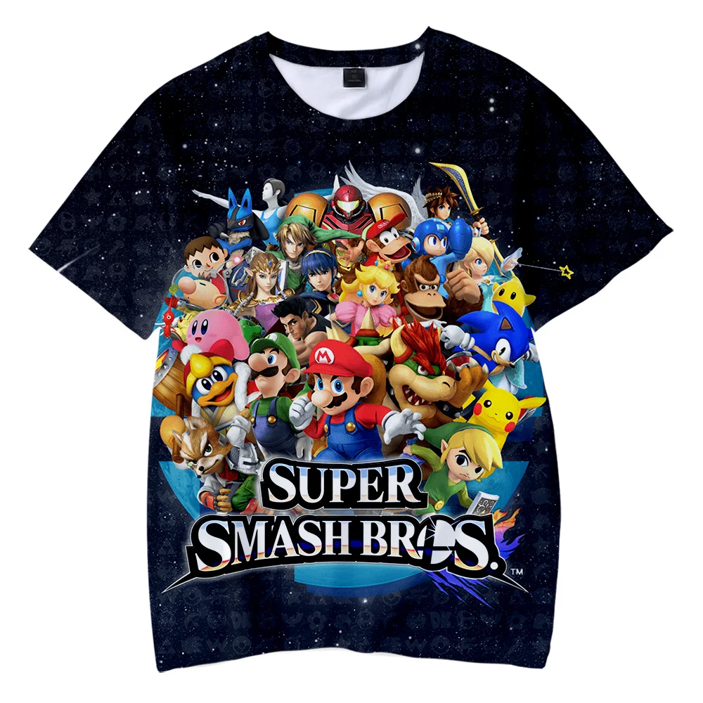Японская летняя футболка Super Smash Bros.Ultimate Детская с 3d принтом для мальчиков и