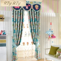double sided cartoon printed blackout curtains for kids room elephant horse printed window curtains for living room curtains